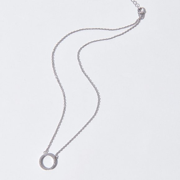 🌟925 Sterling Silver Dainty Round Pave Necklace - Picture 3 of 7